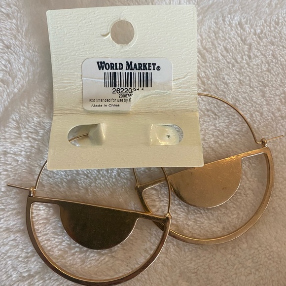 World Market Gold and Blush Modern Hoop Earring - Picture 3 of 4
